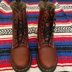 Dr Martens Oxblood fur lined boots. Women’s size 8.